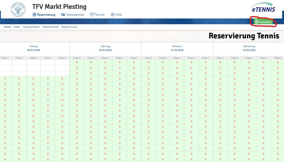 Registrierungsansicht am Desktop
