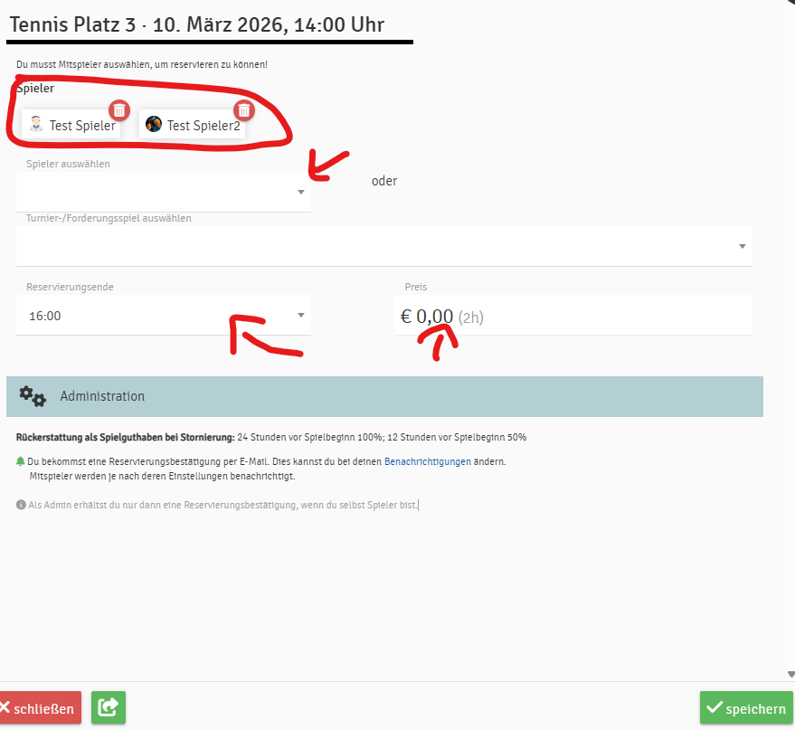 Maske zum Hinzufügen von Mitspielern